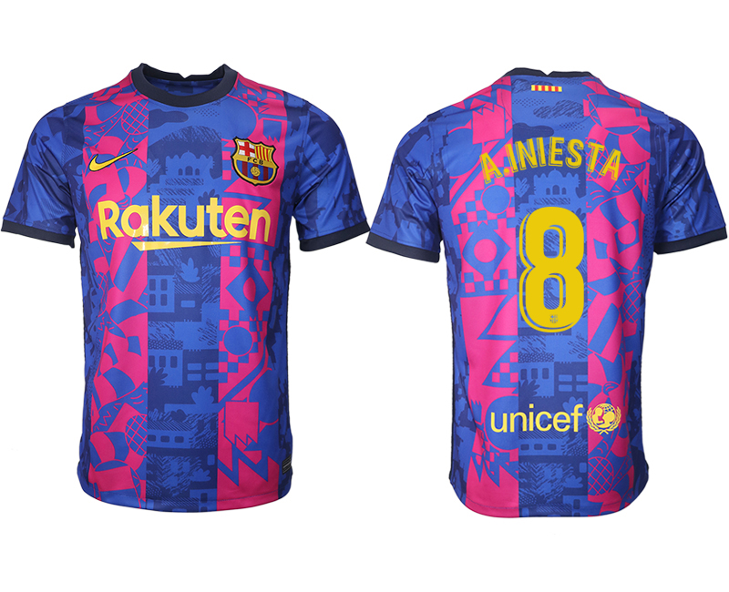 Men 2021-2022 Club Barcelona blue training suit aaa version #8 Soccer Jersey
